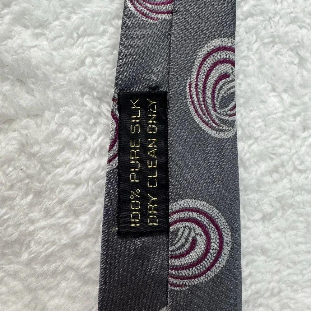 Giorgio‎ Armani Silk Tie Mens Gray Burgundy Abstract Swirl Geometric Made Italy